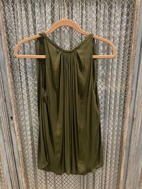 Ramy Brook Olive Green Pleated Halter Tank